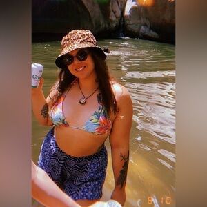 High Waist Floral and Chevron Patterned Shorts